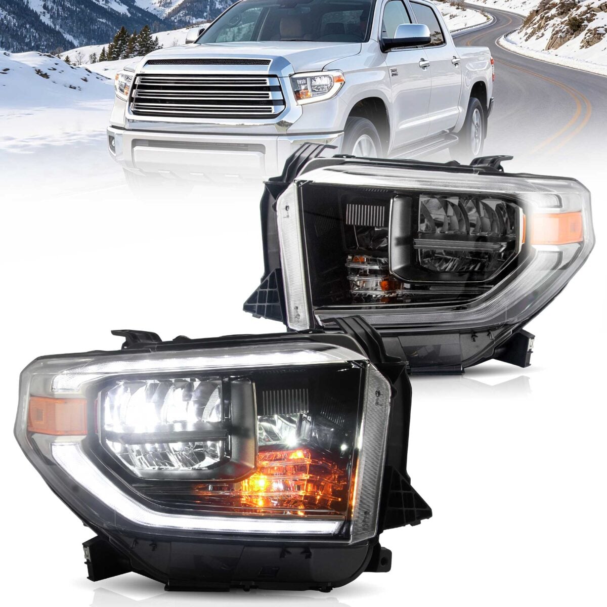 14-21 Toyota Tundra Vland LED HeadLights Chrome YAA-TDR-2045-1T31A