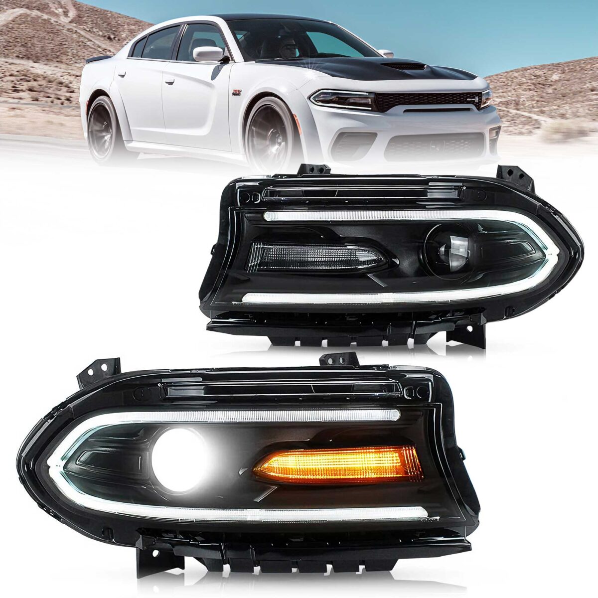 15-23 Dodge Charger Vland Dual Beam Projector HeadLights Black YAA-XCHR-2033-2P41A (1) 15-23 Dodge Charger Vland Dual Beam Projector HeadLights Black YAA-XCHR-2033-2P41A (1)