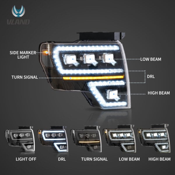 VLAND HEADLIGHTS FOR FORD F150 YAX-F150-6011A-09 CLEAR (2)