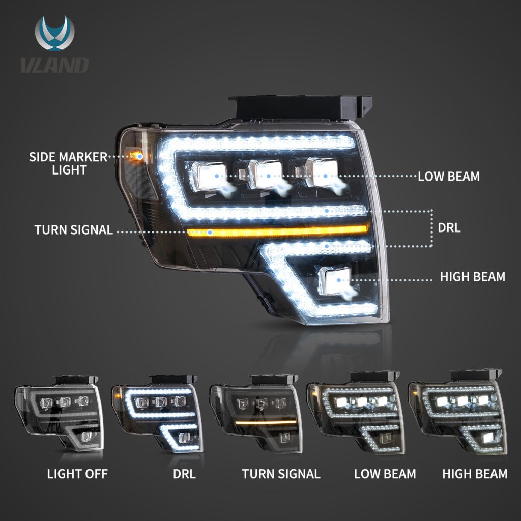 VLAND HEADLIGHTS FOR FORD F150 YAX-F150-6011A-09 CLEAR (2)