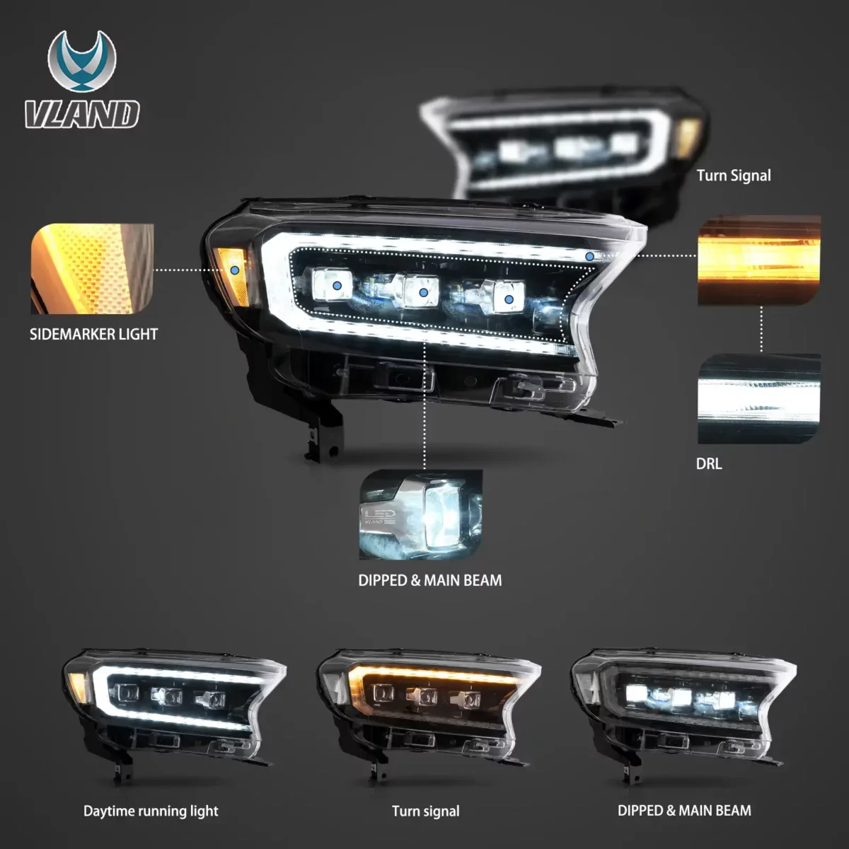 Vland Headlights For 15-24 Ford Ranger YAA-RG-0319A-NP31C (3)