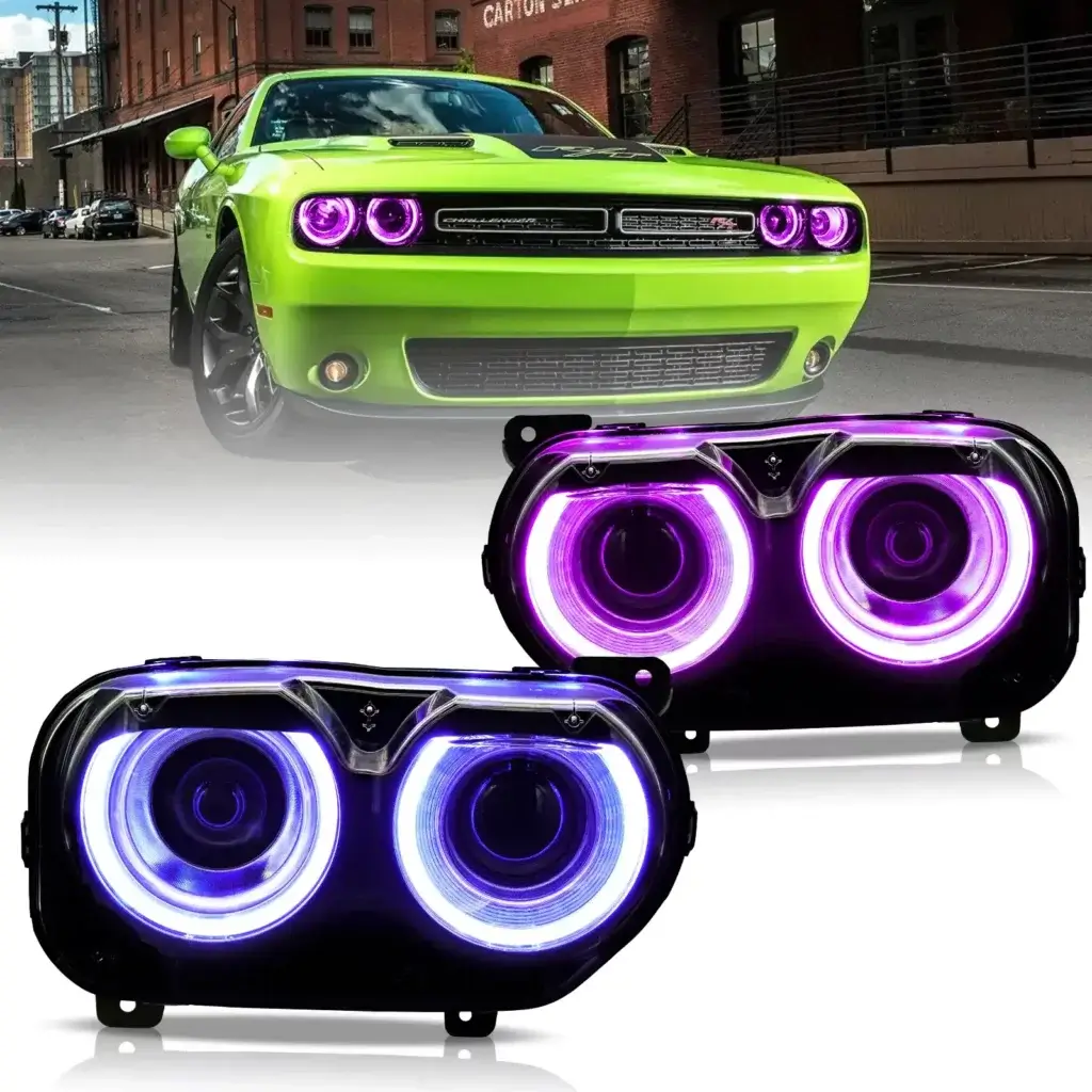 Vland RGB Headlights For 15-24 Dodge Challenger YAA-DG-2041-2P22A-7C (2)