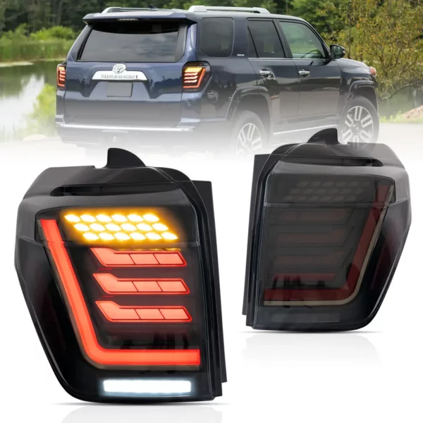 VLAND LED Tail Lights For Toyota 4Runner 2003-2009 - Sequential Turn Signals, Smoked Lens, Black Housing