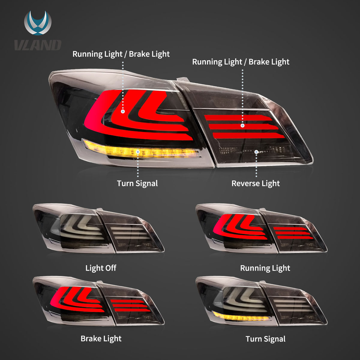 Beamax-9 Outer Rear Driver Side Tail Light For 2016-2017 Honda Accord – Red Clear, DOT/SAE