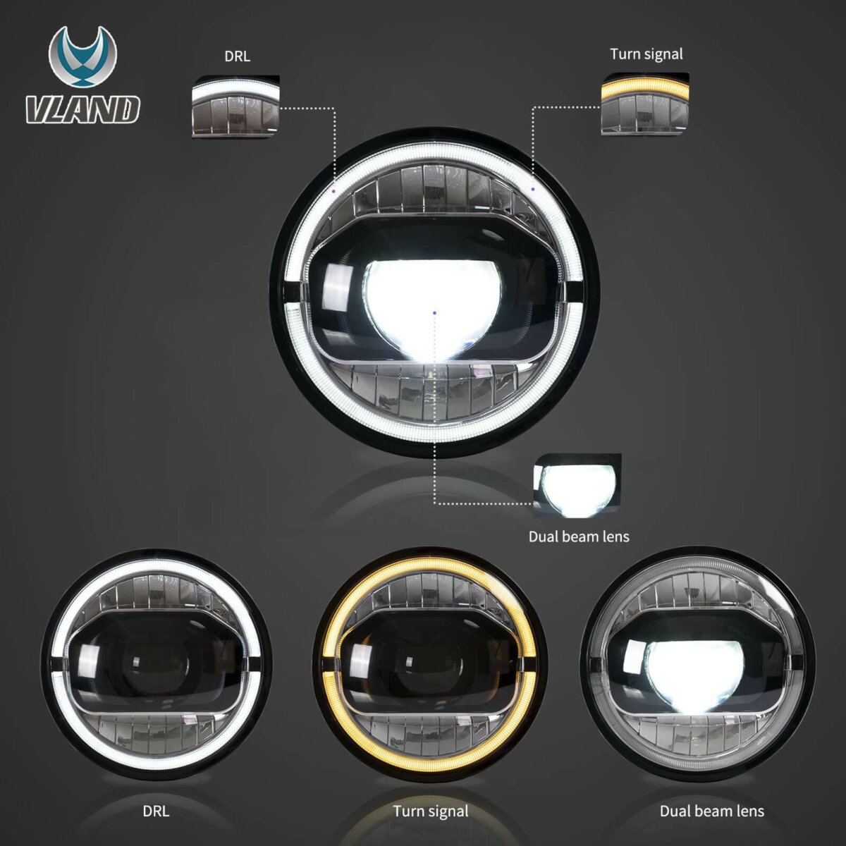 Vland Headlights For 07-17 Jeep Wrangler YAA-JK-0335 (3)
