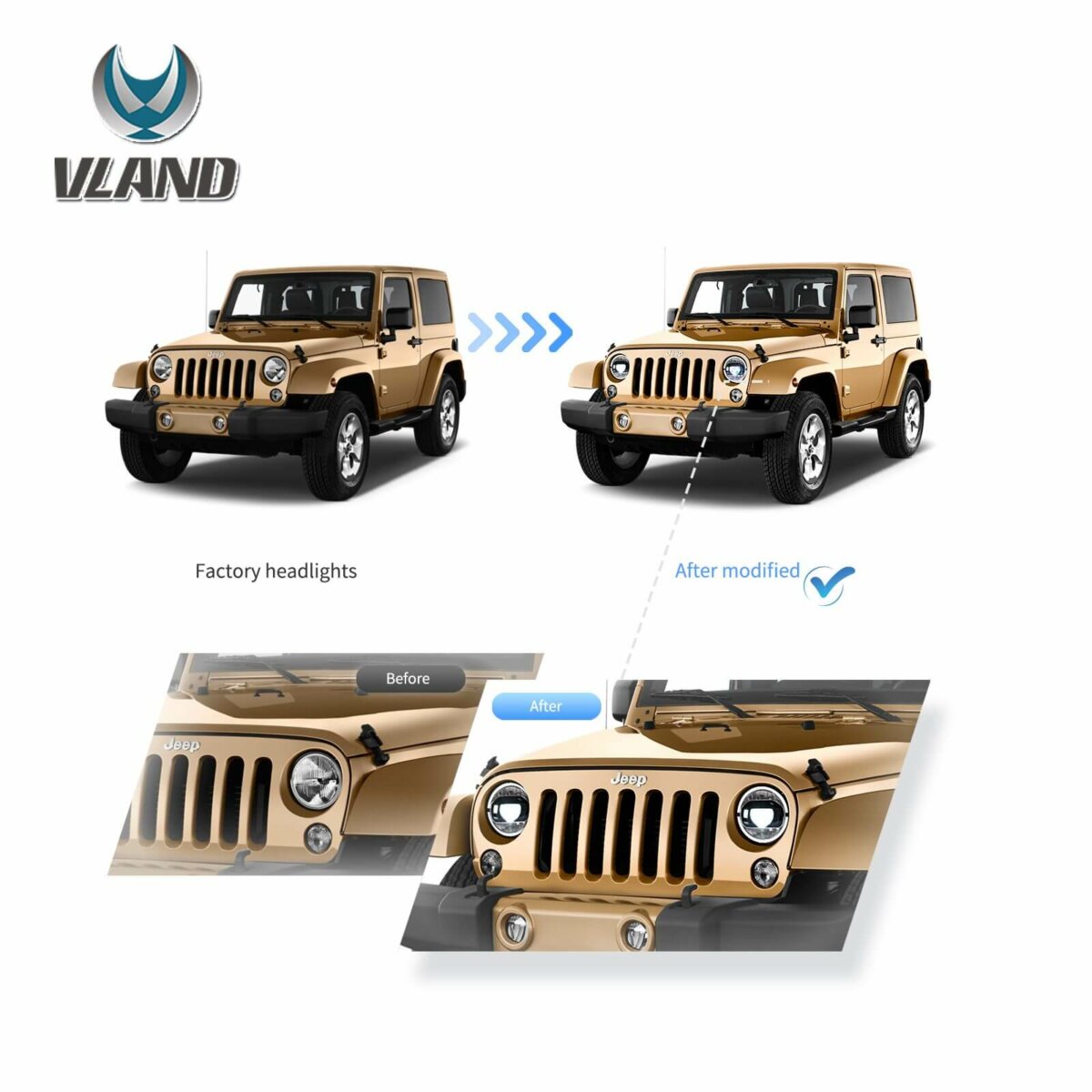 Vland Headlights For 07-17 Jeep Wrangler YAA-JK-0335 (5)