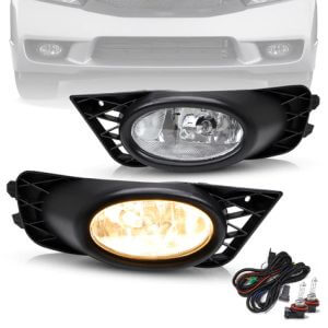 Speed Daddy Smoked Lens Fog Light Kit For 2006-2008 Honda Civic Sedan - With Bezels, Switch & H11 Bulbs