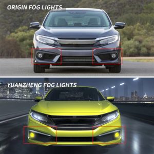 19-20 Honda Civic Coupe Sedan 10th Gen Vland Fog Lights Amber Lens with