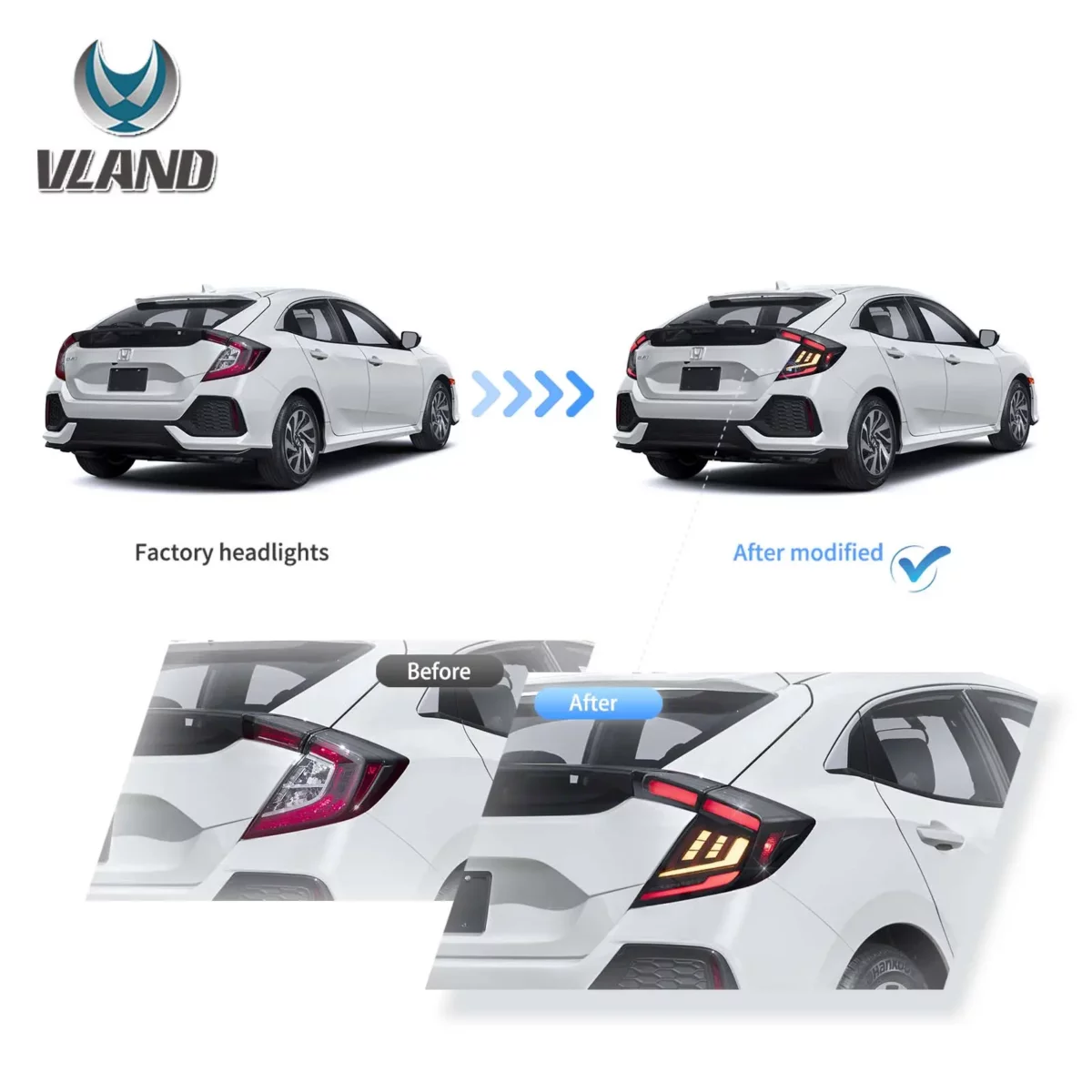 Vland Tail Lights For 16-21 Honda Civic YAB-SY-0377A-20