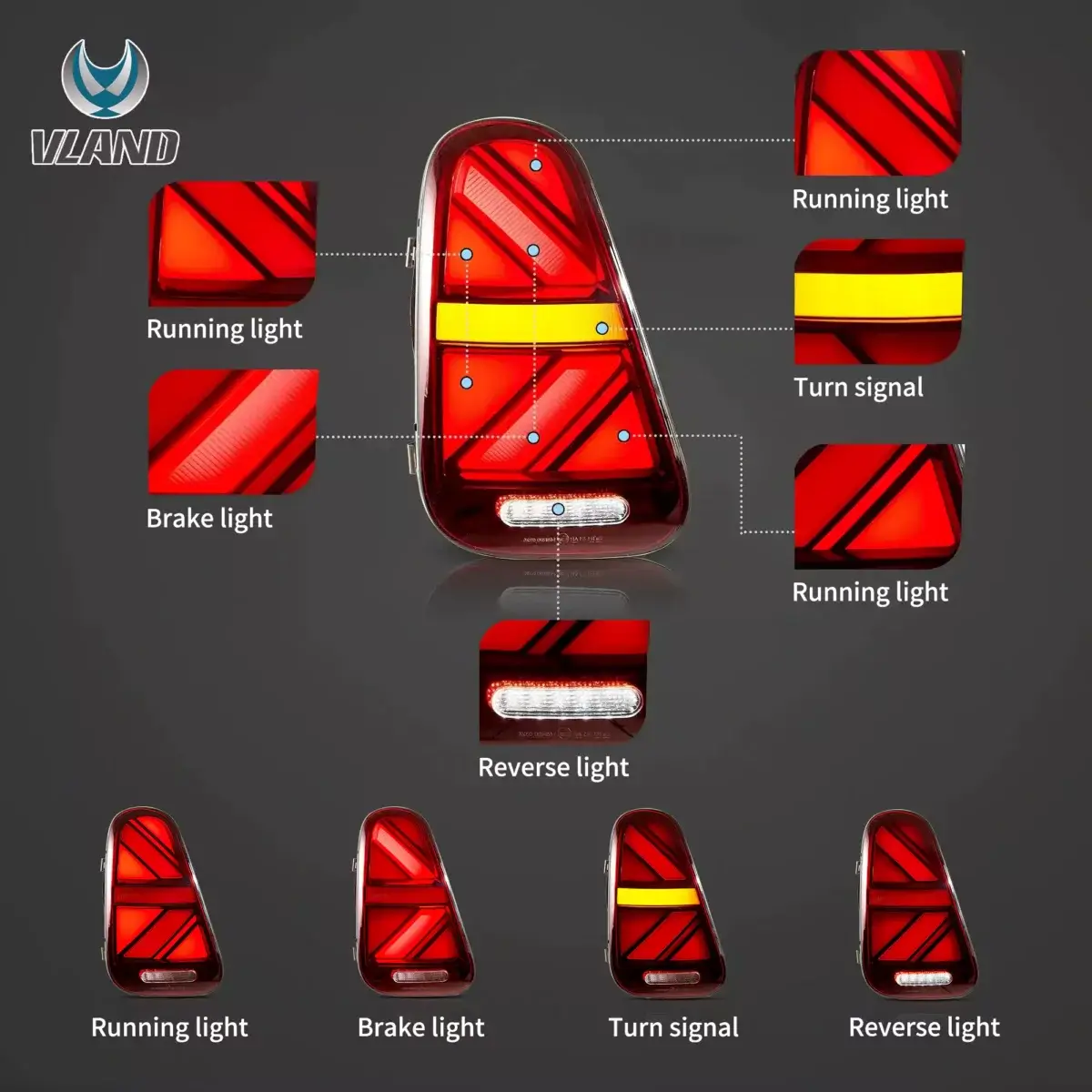 01-06 Mini R Series 1th Gen(R50 R52 R53) Vland LED Tail Lights Red lens YAB-MN-0507-RC1YC (2)