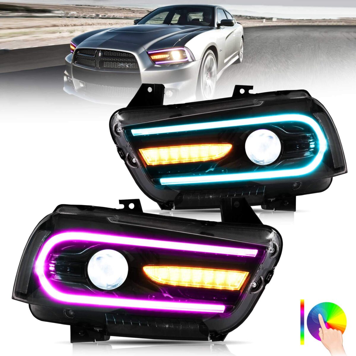 Vland 2011-2014 Dodge Charger RGB Headlights YAA-CHR-0288-7C