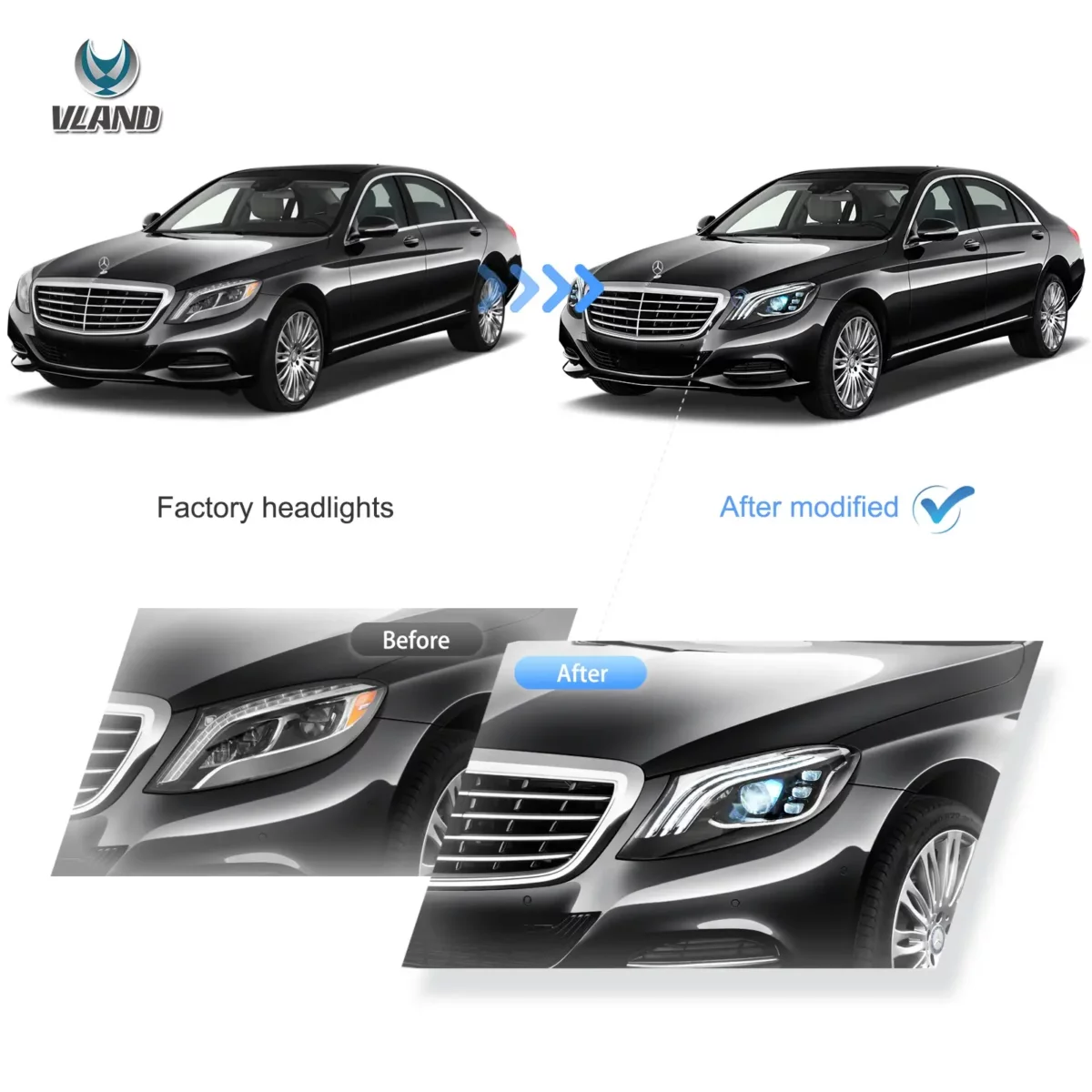 Vland HeadLights For 14-17 Mercedes-Benz S-Class YAA-BCS-0367-14 (5)