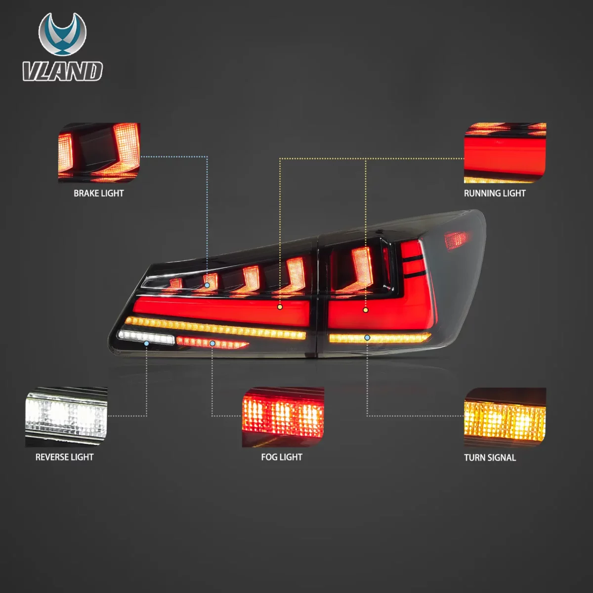 Vland Tail Lights For 06-12 Lexus IS Series YHB-IS-8079 (4)