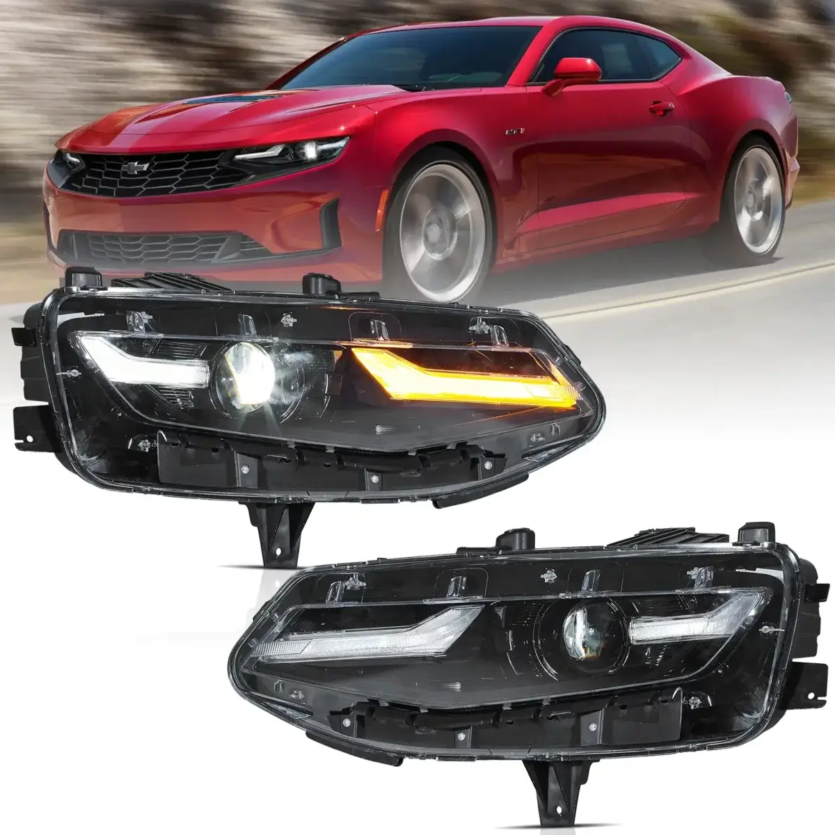Vland 19-24 Chevy Camaro LED Headlights With Dual Beam Projector - Image 1