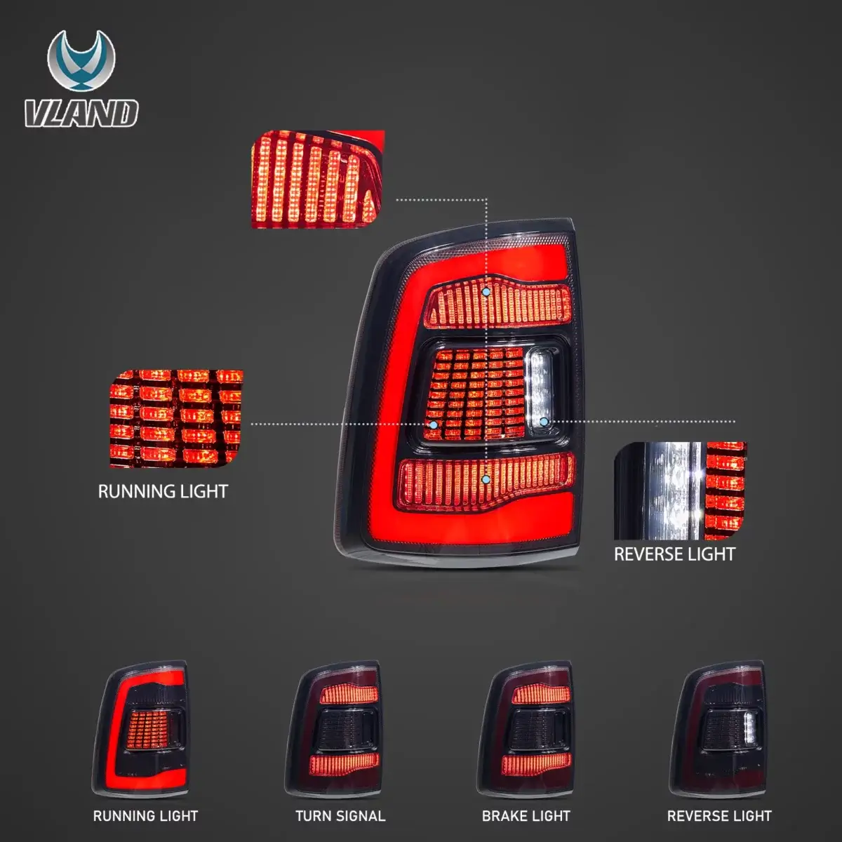 Vland Tail Lights for 09-18 Dodge Ram 1500 2500 3500 YHB-DG-8086 (3)