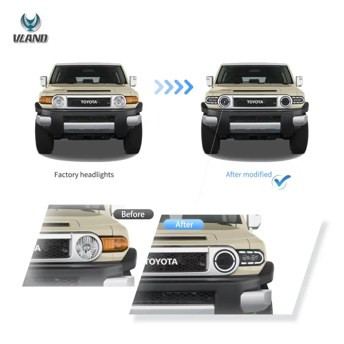 Vland Headlights For 07-22 Toyota FJ Cruiser YAA-FJ-0249B (5)