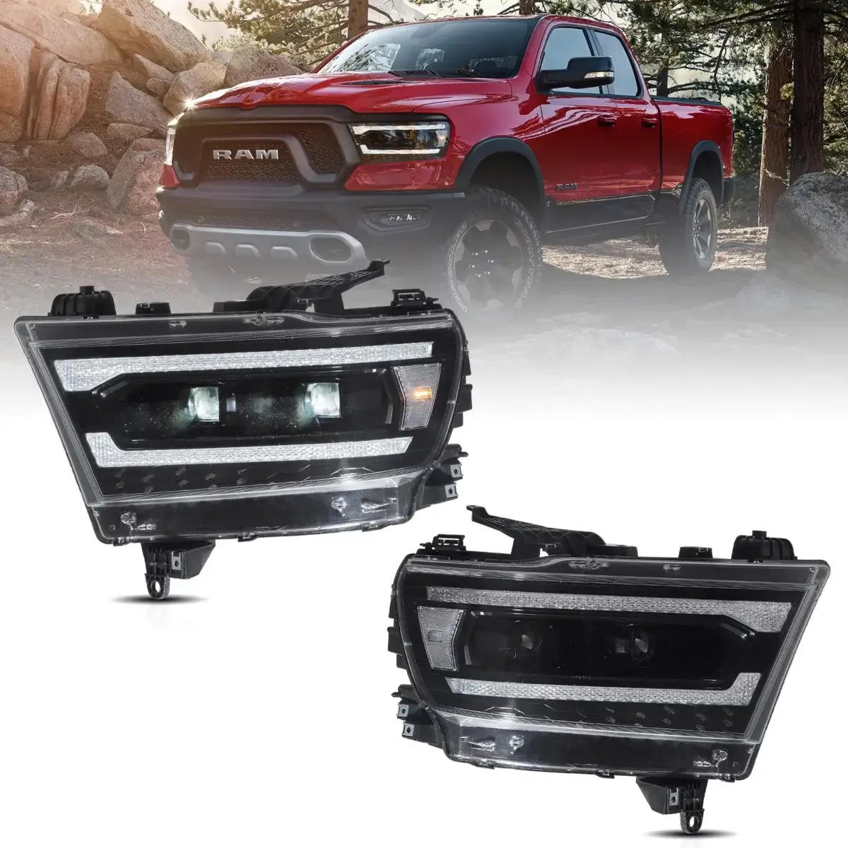 Vland Headlights For 19-24 Dodge Ram 1500 YAX-RM-6001B (1)