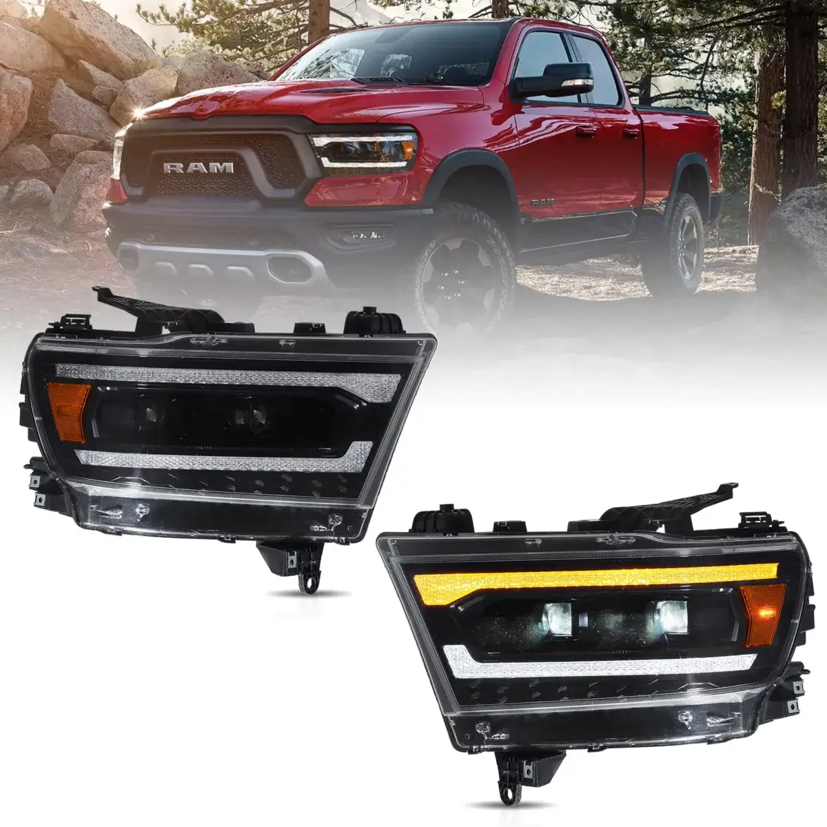 Vland Headlights For 19-24 Dodge Ram 1500 YAX-RM-6001B (14)