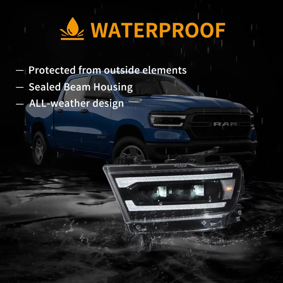 Vland Headlights For 19-24 Dodge Ram 1500 YAX-RM-6001B (6)