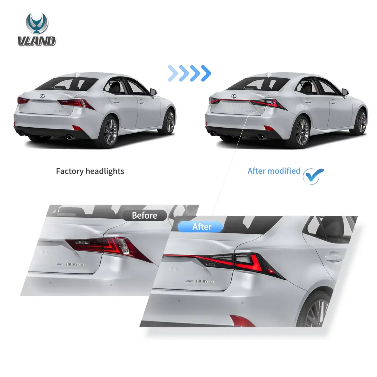 Vland Tail Lights For 14-20 Lexus IS 250 350 200t 300h F Sport YAB-IS-0538 (6)