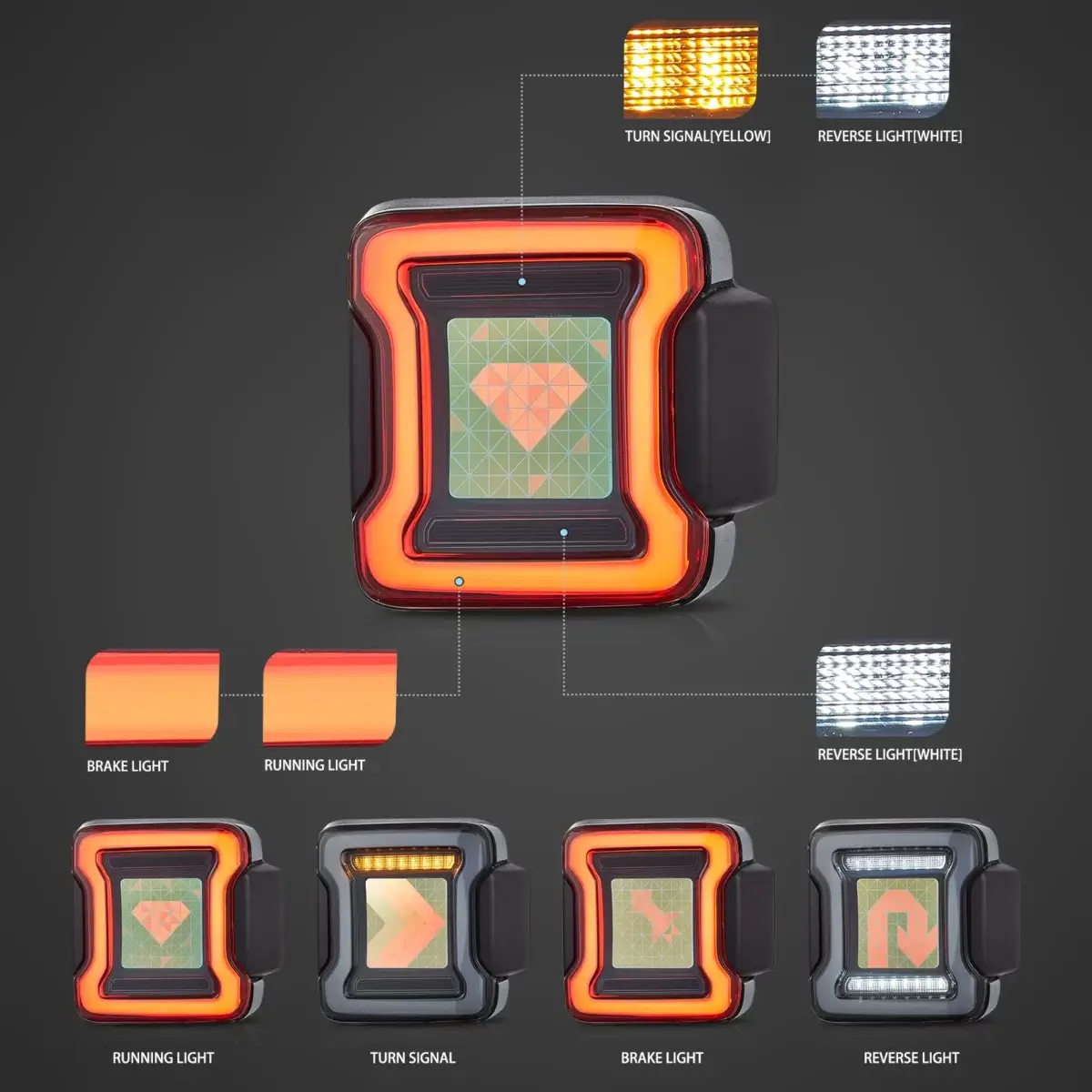 18-20 Jeep Wrangler JL JLU Vland OLED Tail Lights With Animation Effects YAB-MR-0314-OLED (3)