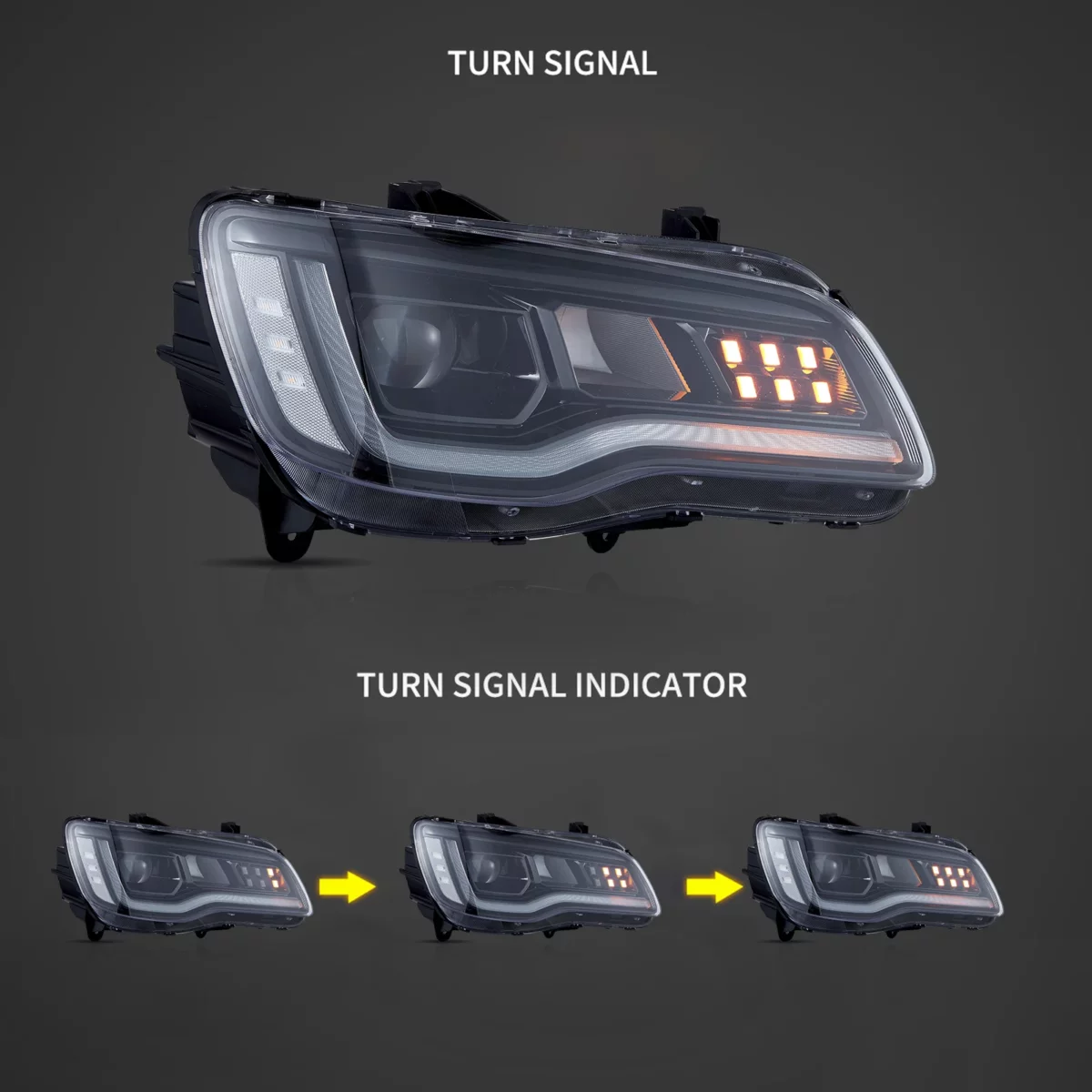 11-UP Chrysler 300C Vland Full LED Dual Beam Projector Upgrade Headlights YAA-KLS-2077A-2B41A (2)