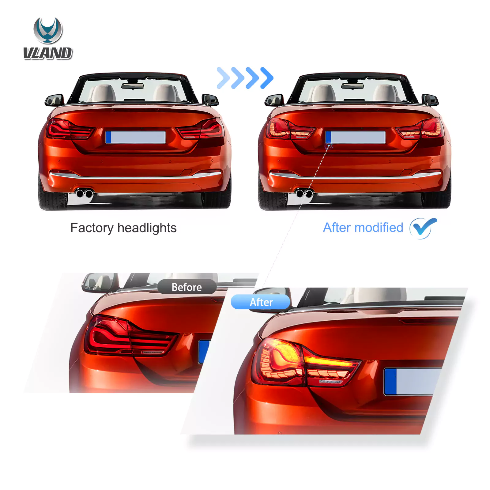 14-20 BMW 4 Series M4 Vland LED Tail Lights With Gts Style