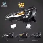 Vland Headlights For 12–21 Toyota 86GT86, Subaru Brz, Scion Frs WTriple LED Projector YAA-FT86-0297B (3)