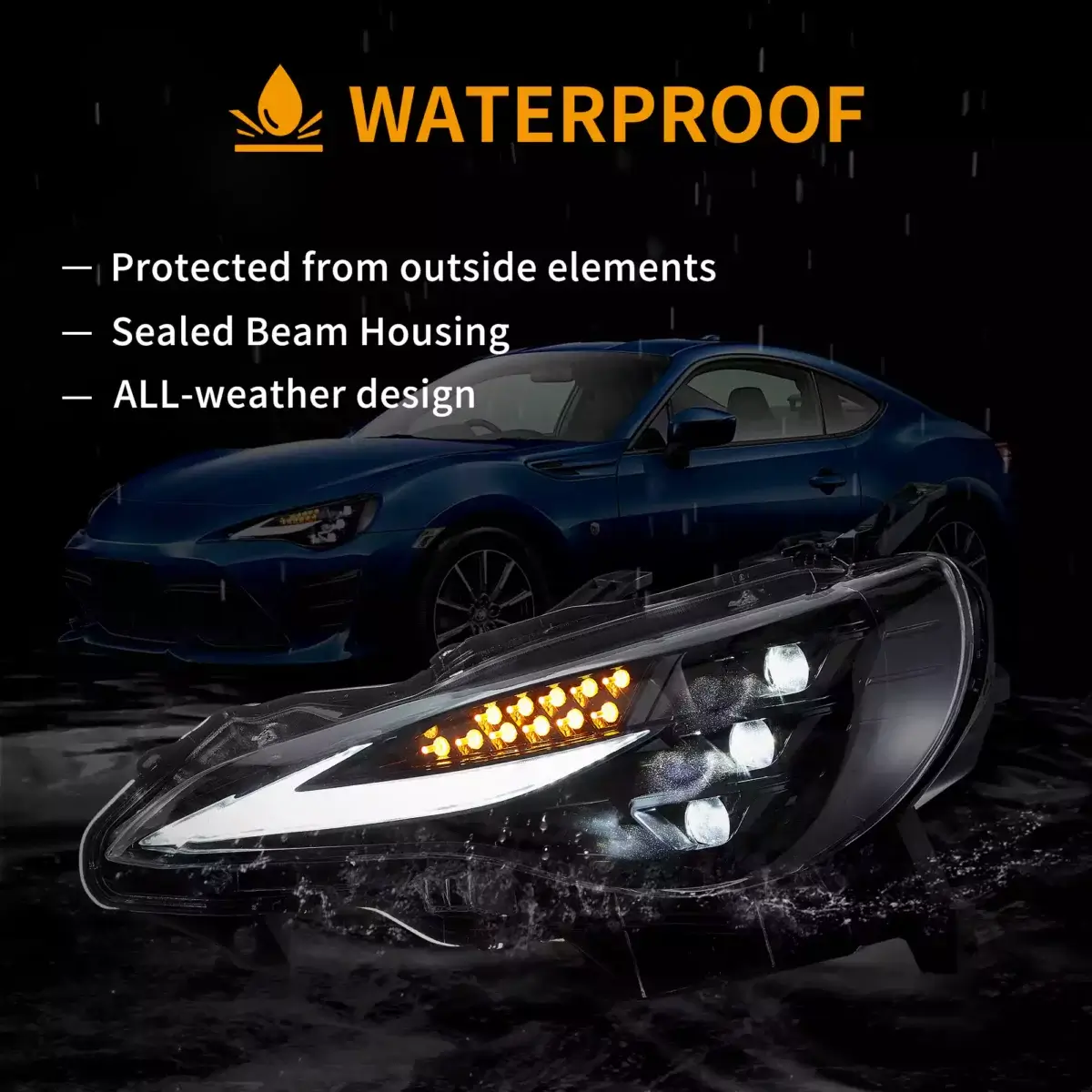Vland Headlights For 12–21 Toyota 86GT86, Subaru Brz, Scion Frs WTriple LED Projector YAA-FT86-0297B (6)
