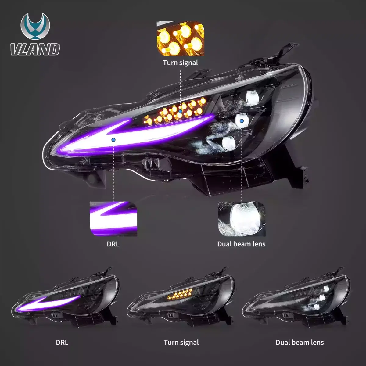 12–21 Toyota 86GT86, Subaru Brz, Scion Frs Vland RGB Headlights (3)