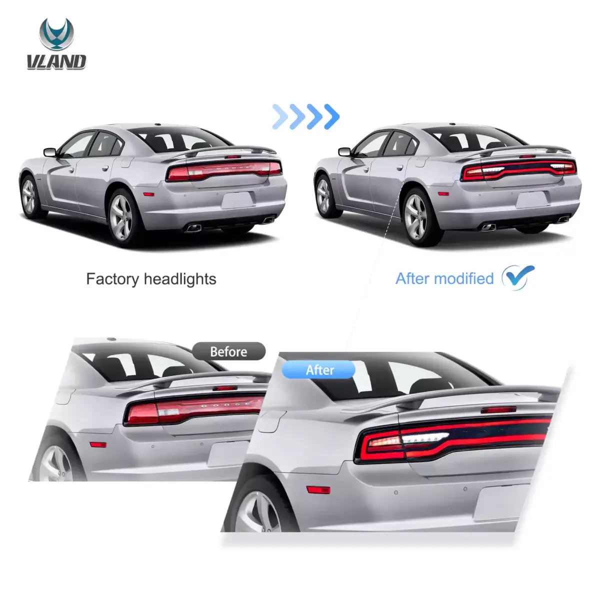 2011-2014 Dodge Charger Tail Lights Vland Full LED WStart-Up Animation Red turn signal YAB-CHR-0560-TM1RC (5)