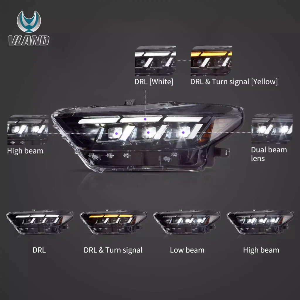 15-17 Ford Mustang LED Headlights Update 2024 S650 Style YAA-MST-2080A-2P31A (3)