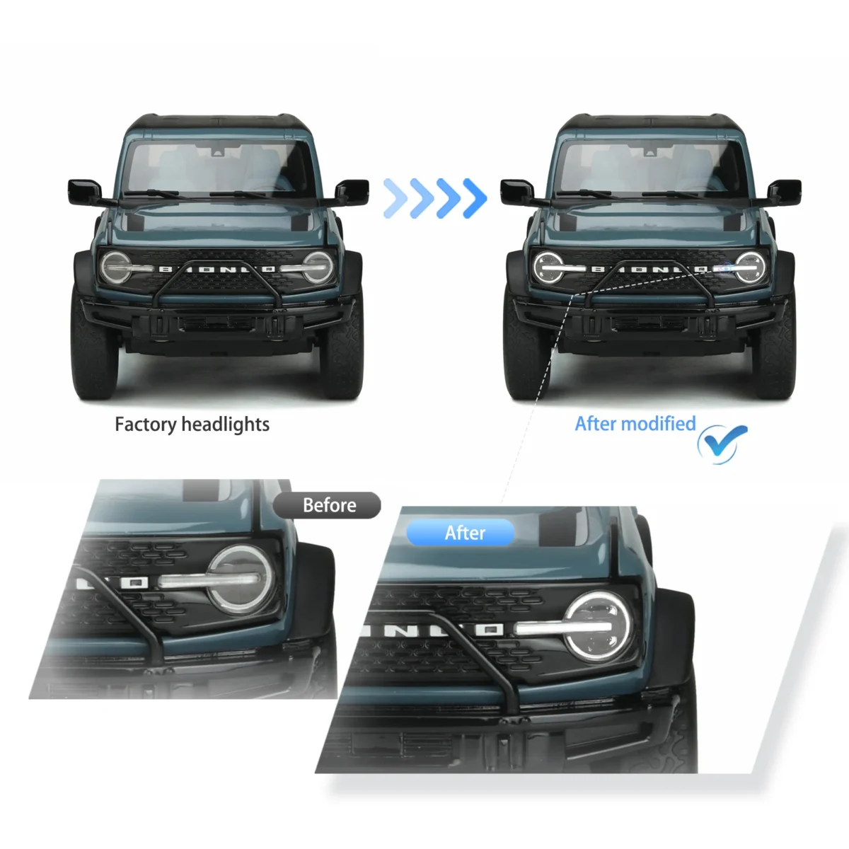 20-24 Ford Bronco Vland Full LED Projector RGB Headlights YAA-BRC-2062A (4)