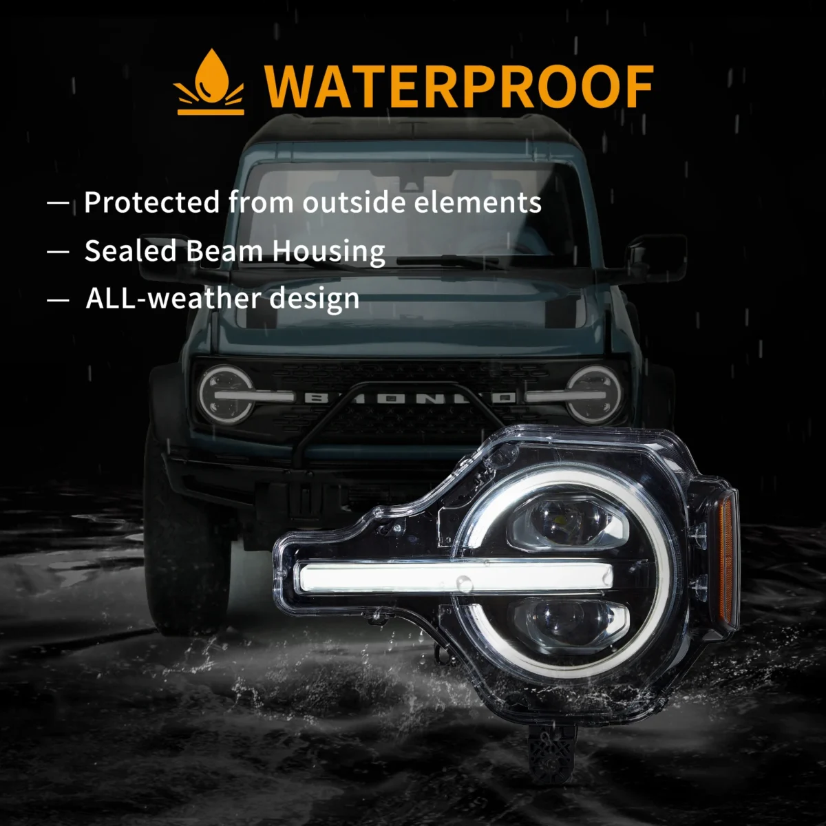 20-24 Ford Bronco Vland Full LED Projector RGB Headlights YAA-BRC-2062A (6)
