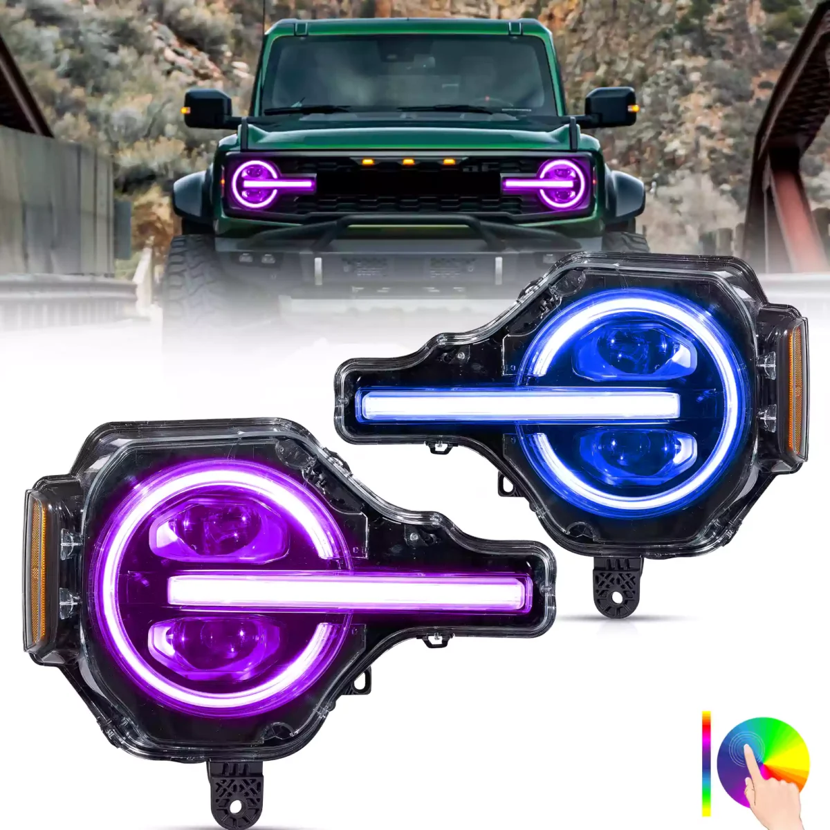 20-24 Ford Bronco Vland Full LED Projector RGB Headlights YAA-BRC-2062A-RGB (1)