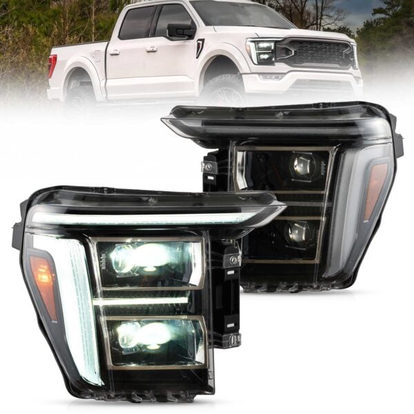 2021-2024 Ford F150 Vland Full BI-LED Headlights With AmberWhite DRL Options YAA-F150-2054D-2B32A (1)