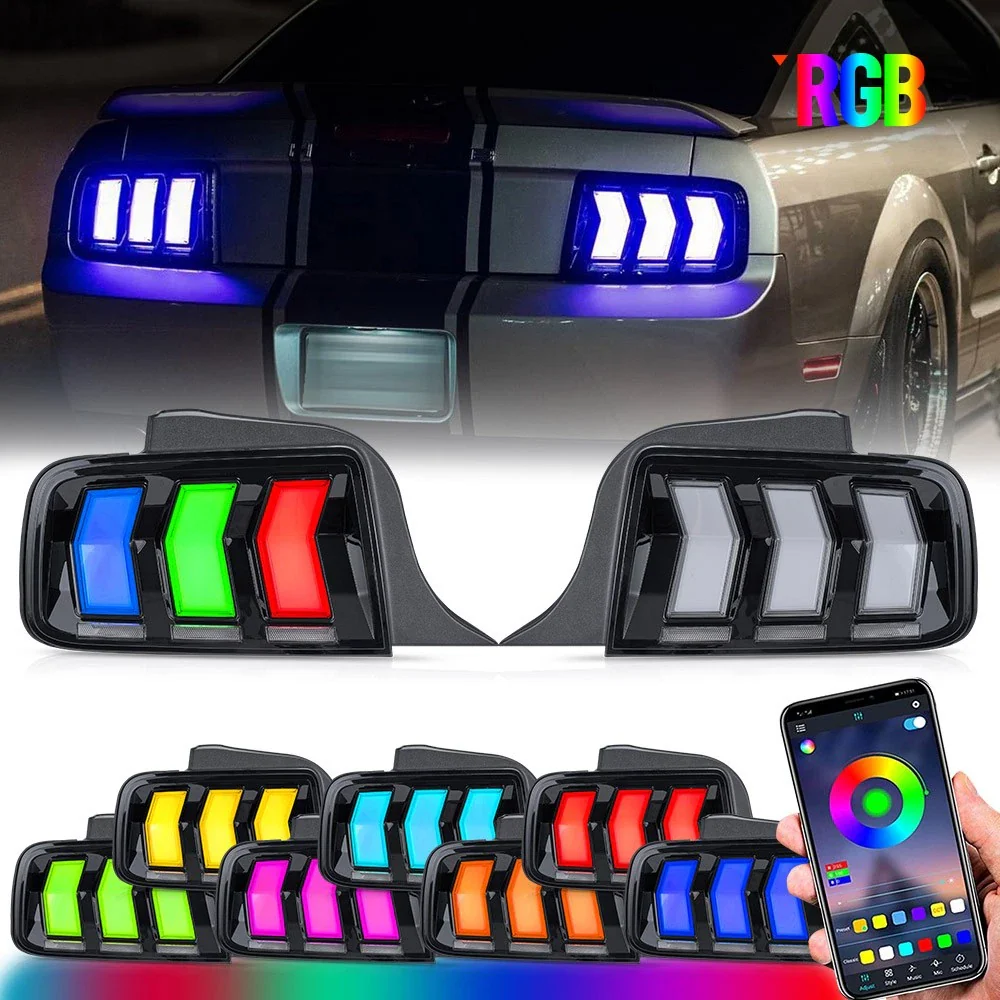 Vland Ford Mustang 2005–2009 RGB LED Tail Lights with Sequential Turn Signal YHB-YM-8096-TM1YC-RGB (2)