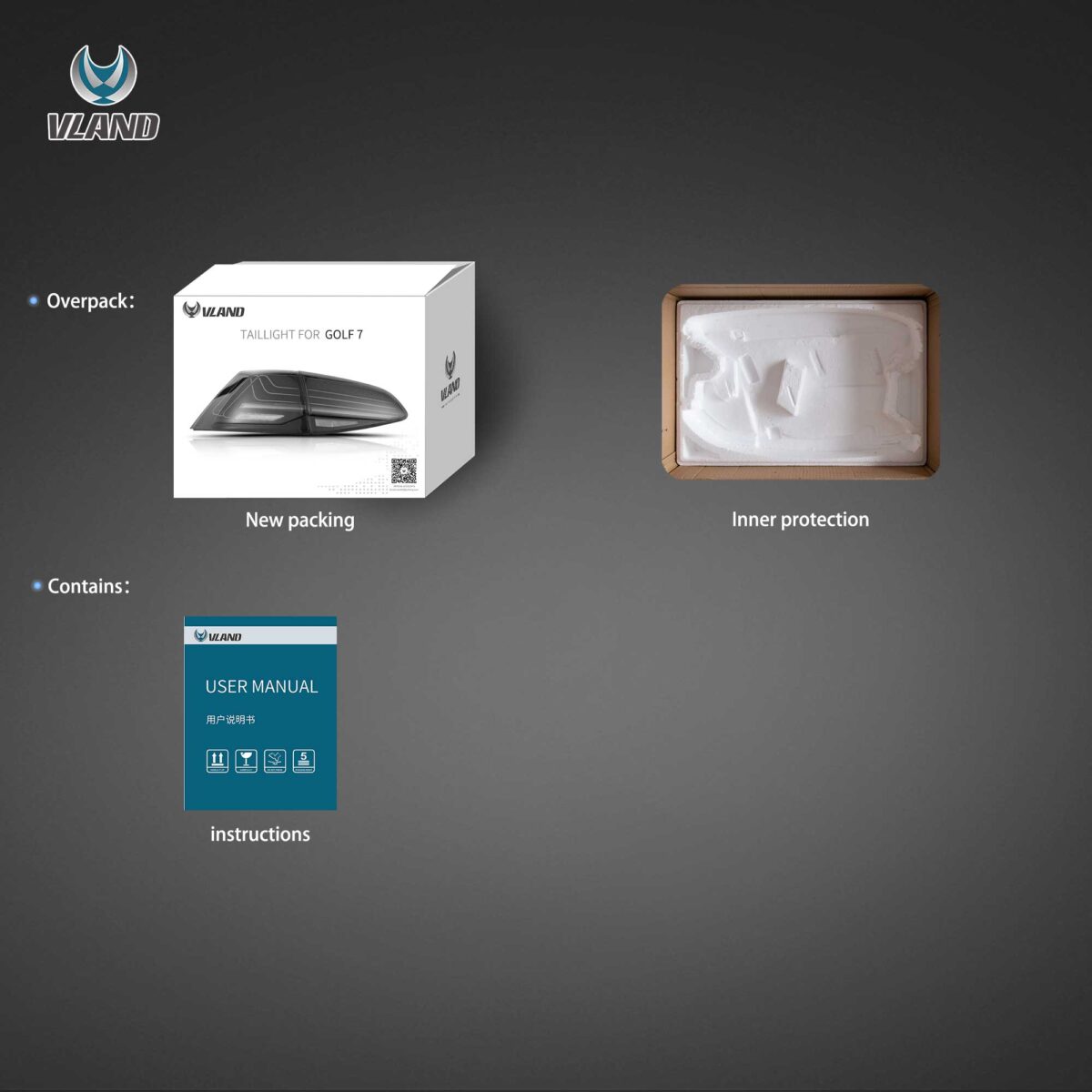 13-21 Volkswagen Golf MK7 MK7.5 Hatchback Vland Laser Tail Lights YAB-GEF-2035A (14)