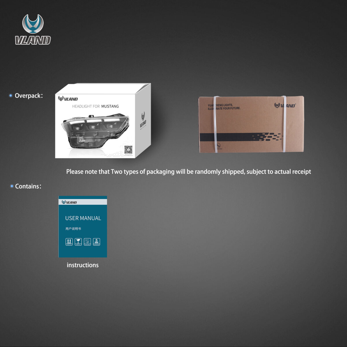 Vland 23-26 Ford Mustang S650 Headlights Full LED YAA-MST-2082-2B31A (11)