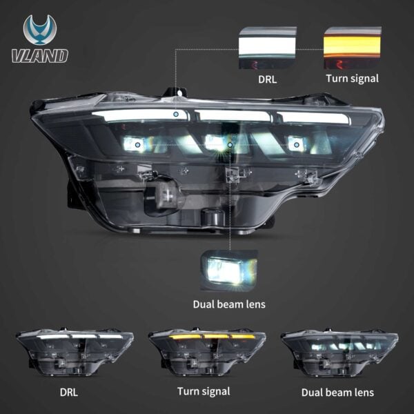 Vland 23-26 Ford Mustang S650 Headlights Full LED YAA-MST-2082-2B31A (3)
