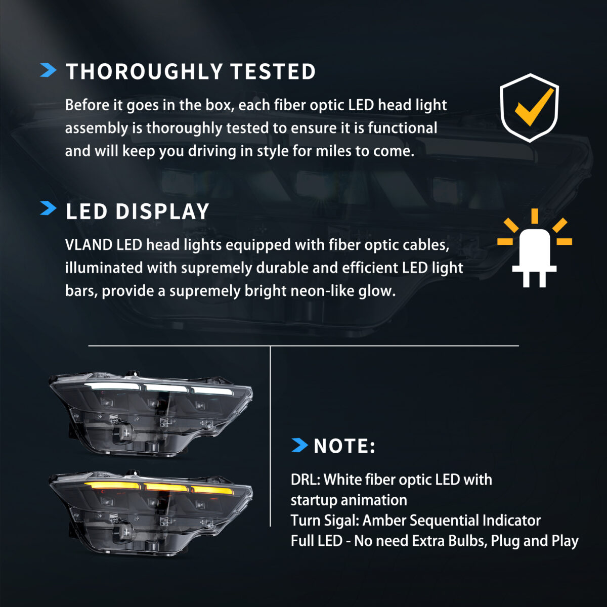 Vland 23-26 Ford Mustang S650 Headlights Full LED YAA-MST-2082-2B31A (7)