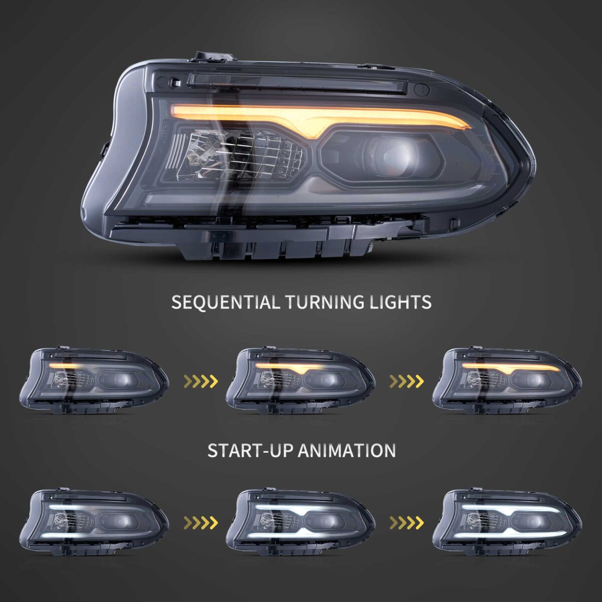 2015-2023 Dodge Charger Halogen Models Vland Projector Headlights YAA-XCHR-2033A-2P41A (2)