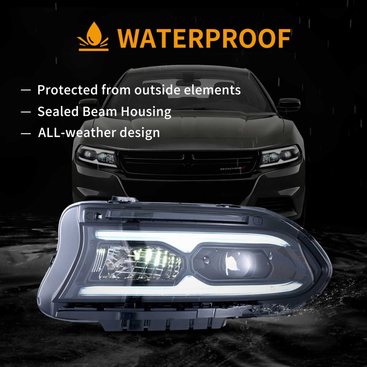 2015-2023 Dodge Charger Halogen Models Vland Projector Headlights YAA-XCHR-2033A-2P41A (6)