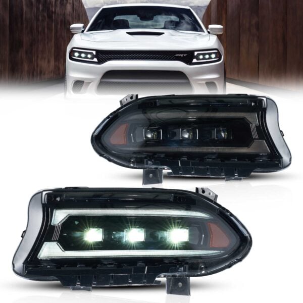 2015-2023 Dodge Charger Vland Bi-LED Projectors Headlights Black YAA-XCHR-2033B-2B31A (1)