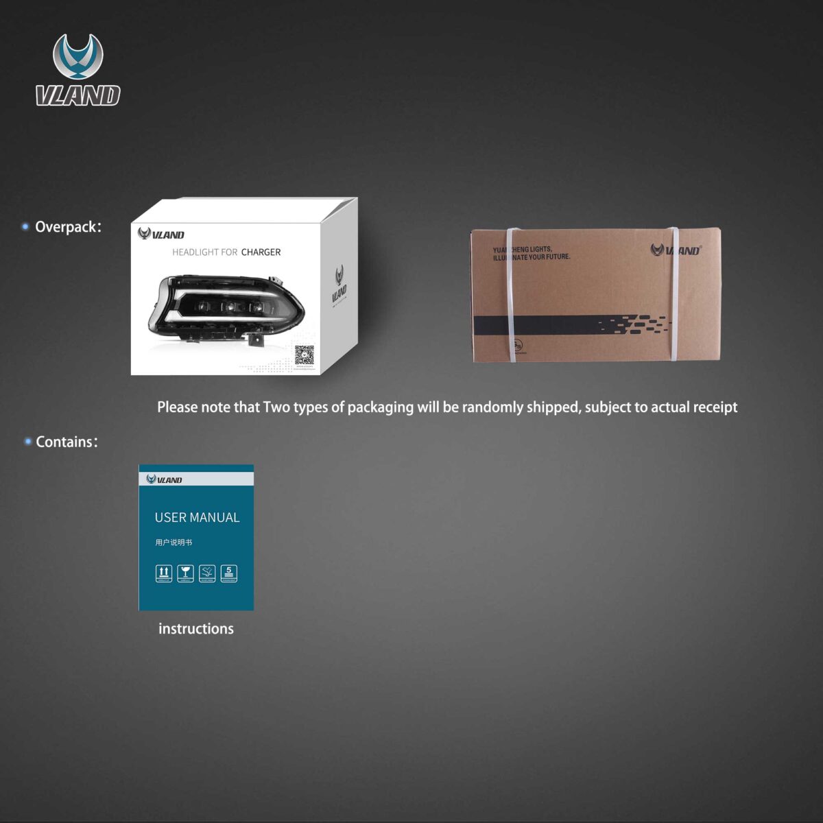 2015-2023 Dodge Charger Vland Bi-LED Projectors Headlights Black YAA-XCHR-2033B-2B31A (12)