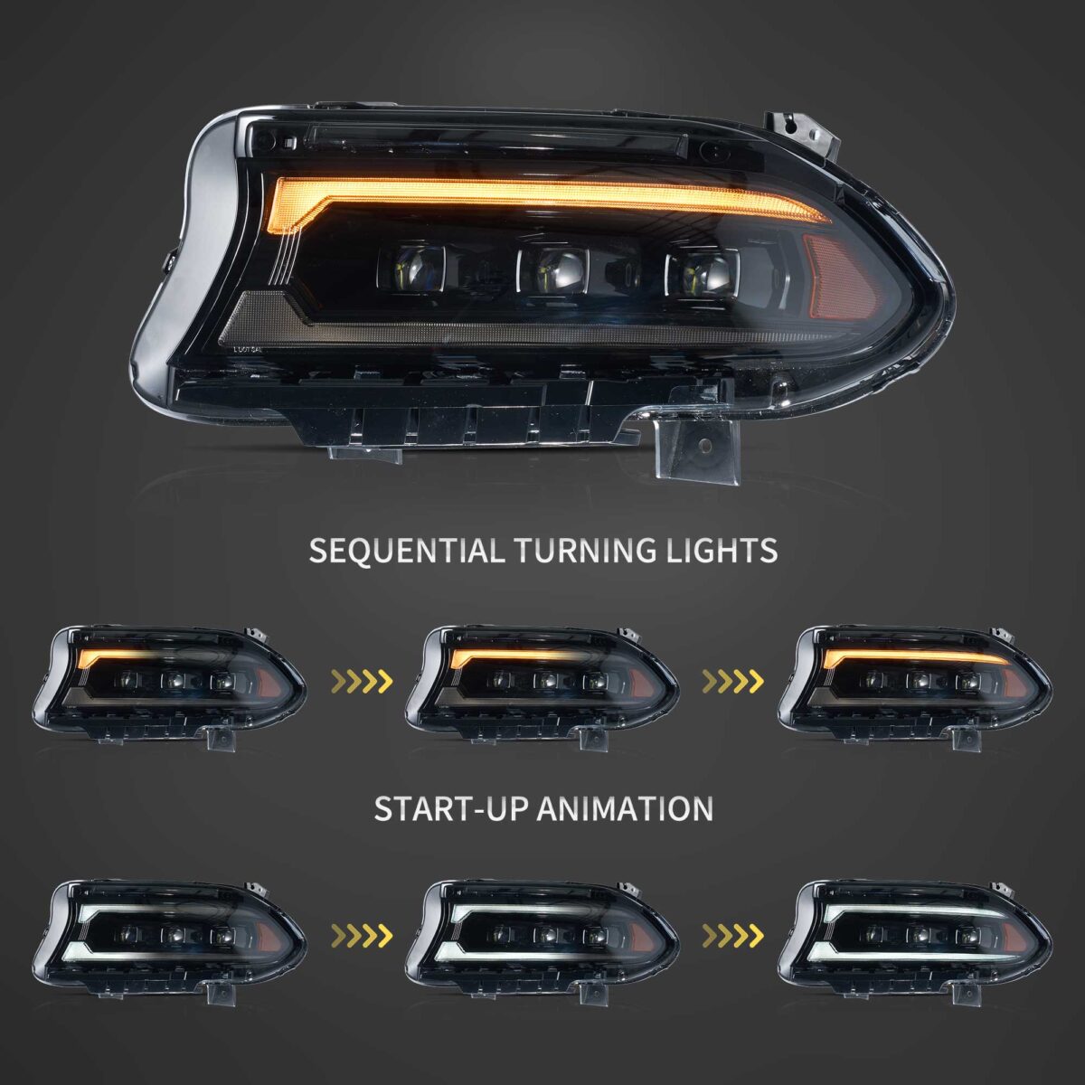 2015-2023 Dodge Charger Vland Bi-LED Projectors Headlights Black YAA-XCHR-2033B-2B31A (2)