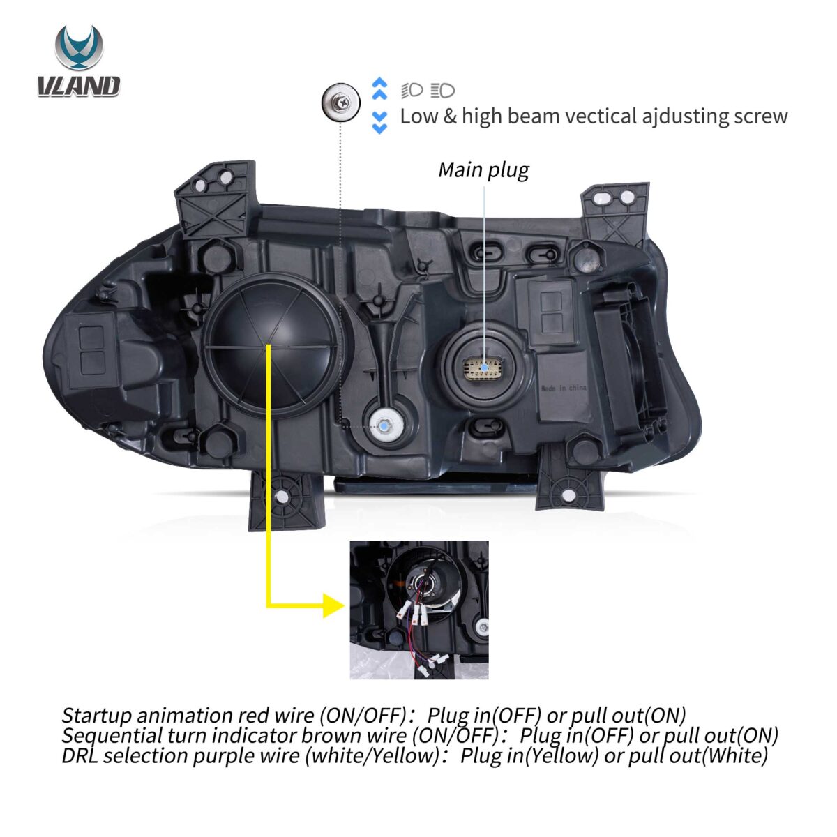2015-2023 Dodge Charger Vland Bi-LED Projectors Headlights Black YAA-XCHR-2033B-2B31A (4)