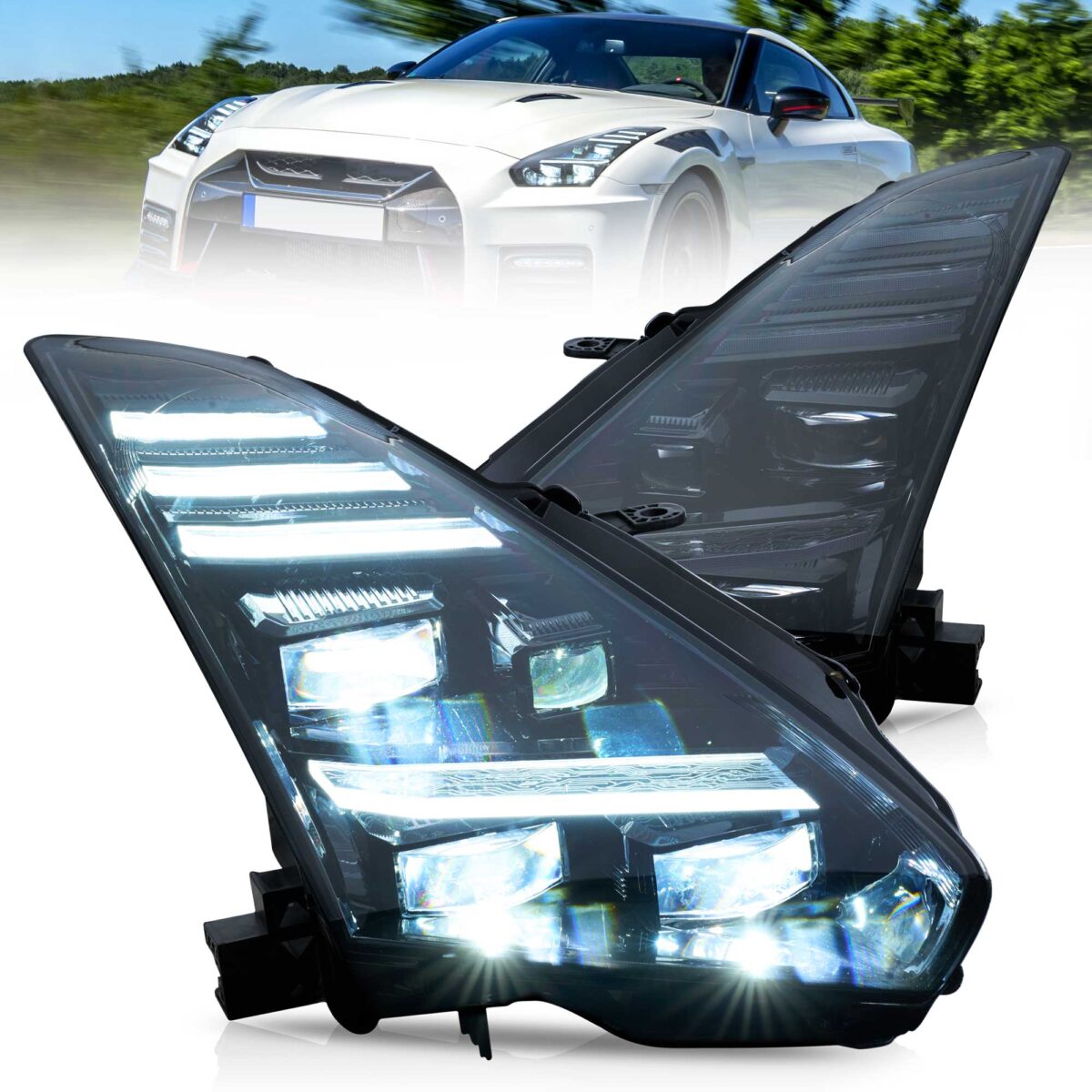 Vland 2008-2023 Nissan GT-R R35 LED Projector Headlights YAA-GTR-2074B-2B32A