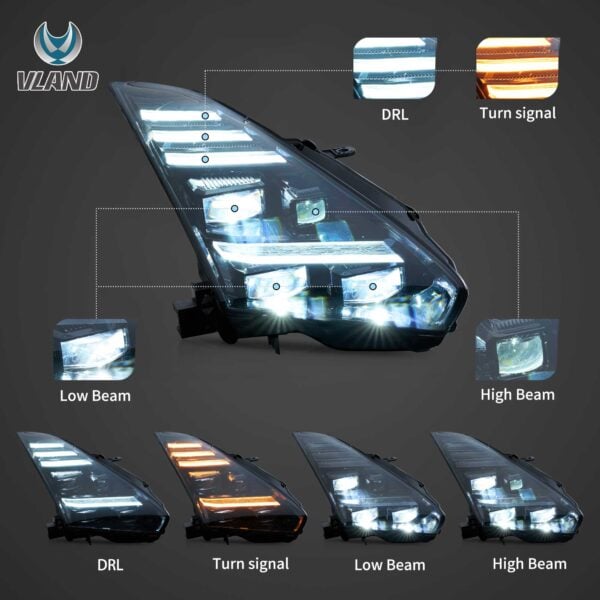 Vland 2008-2023 Nissan GT-R R35 LED Projector Headlights YAA-GTR-2074B-2B32A (2)