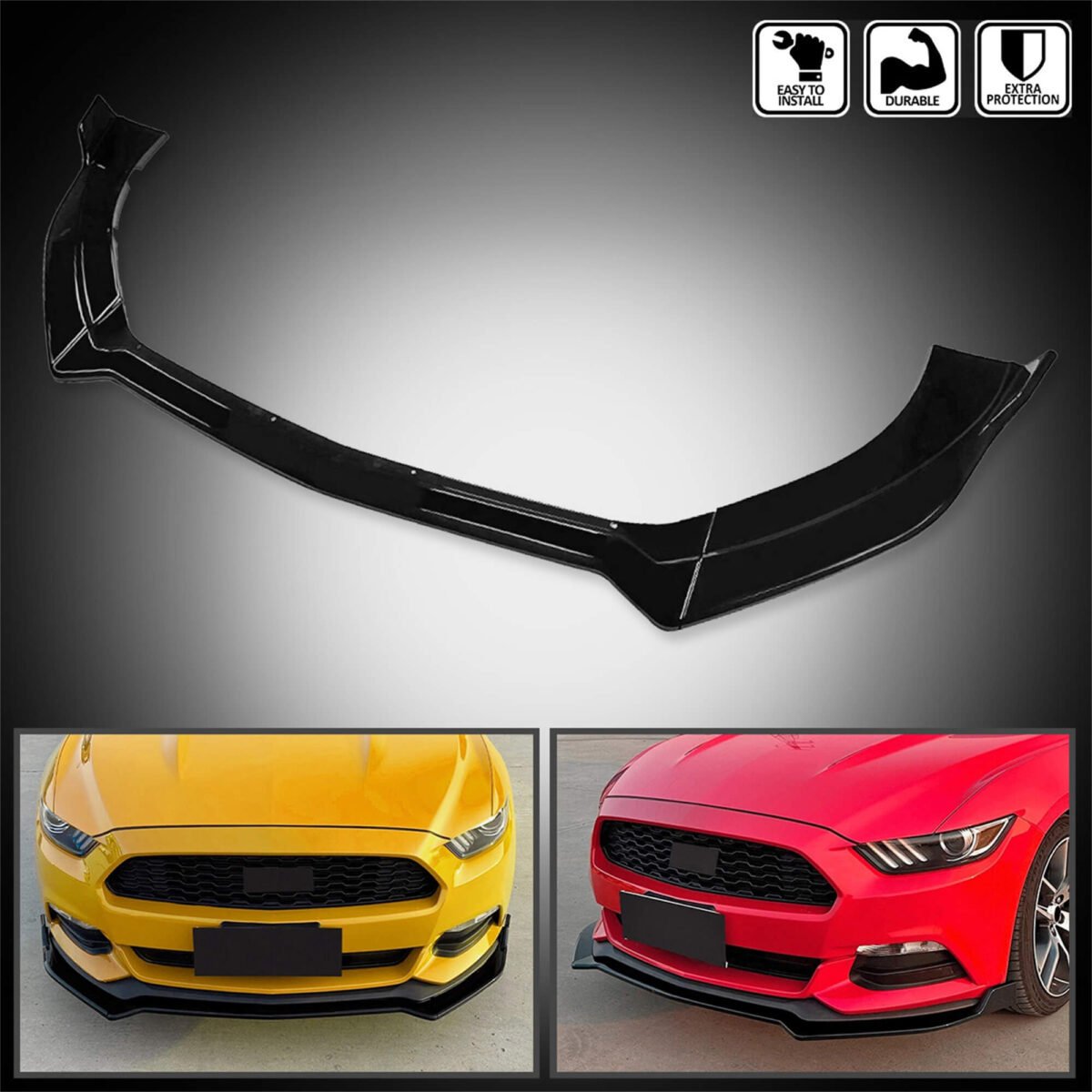 Vland 2015-2017 Mustang GT Performance Style Front Bumper Lip Chin Spoiler Splitter Black YHS-15MST-9141 (1)